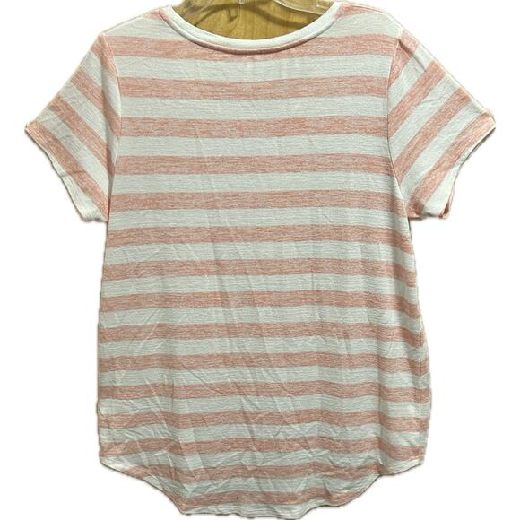 Market & Spruce Knit Short Sleeve Top Striped Coral and White Size Women’s XL - Picture 2 of 3